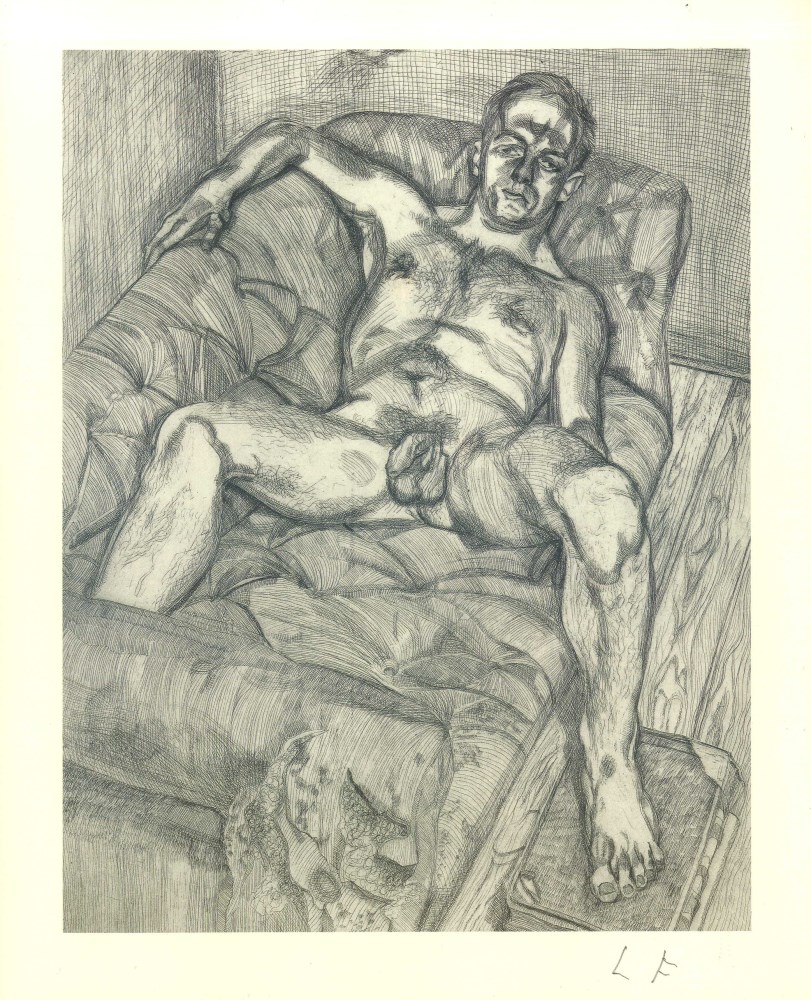 Lot #2400: LUCIAN FREUD - Man Posing - Offset lithograph [following the original etching]