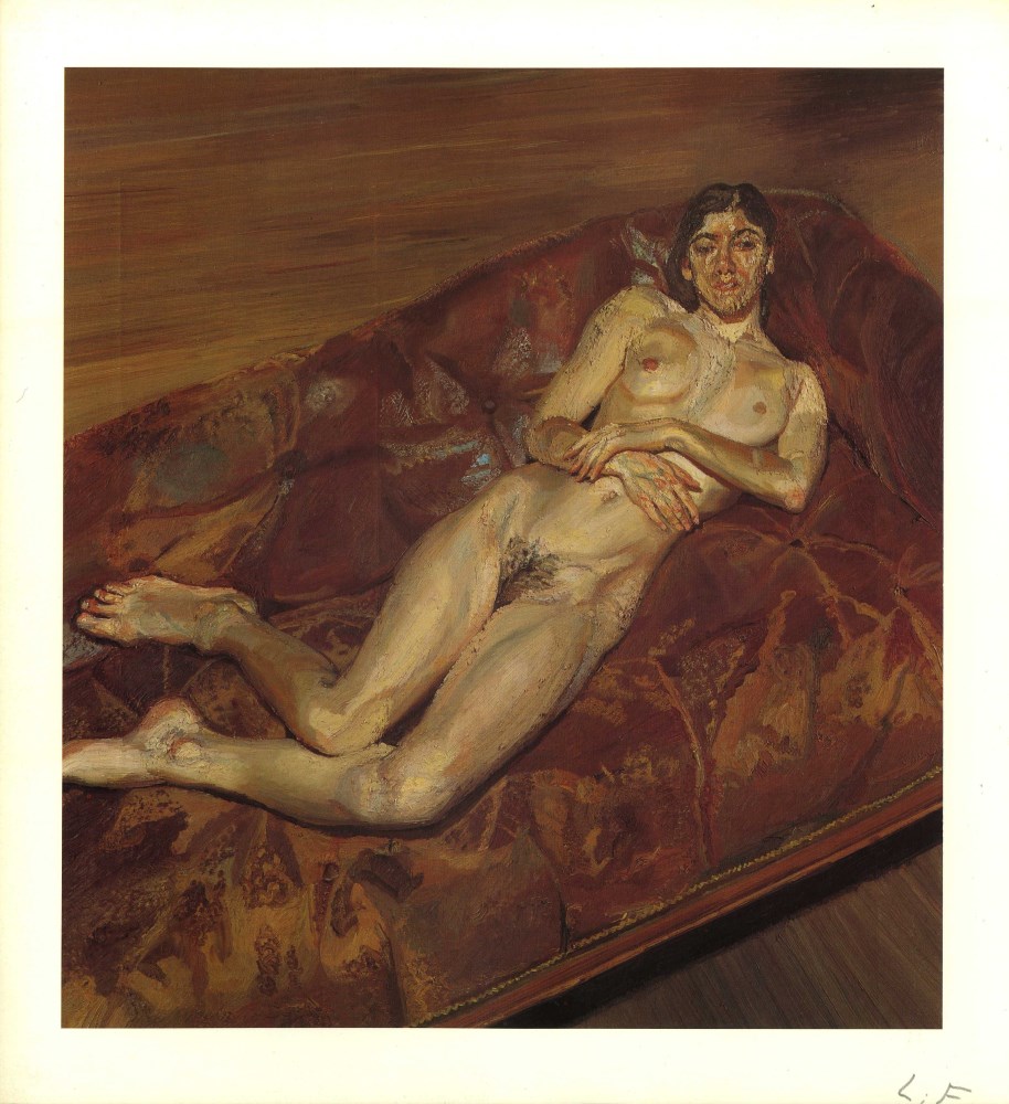 Lot #2572: LUCIAN FREUD - Naked Portrait on a Red Sofa - Color offset lithograph