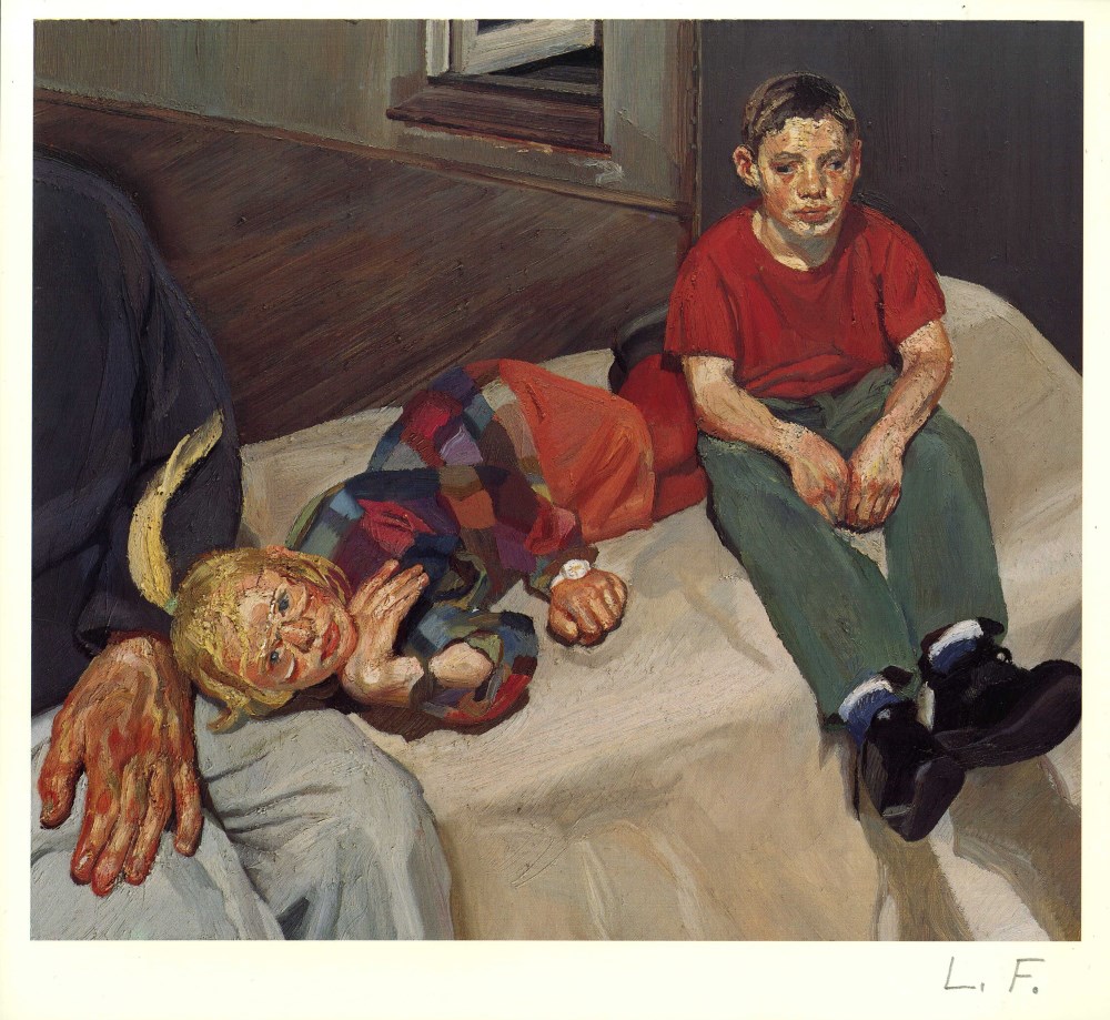 Lot #1993: LUCIAN FREUD - Polly, Barney, and Christopher Bramham - Color offset lithograph