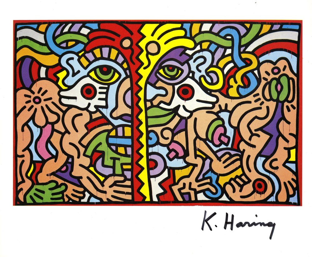 Lot #933: KEITH HARING - Dolphin Man - Color offset lithograph