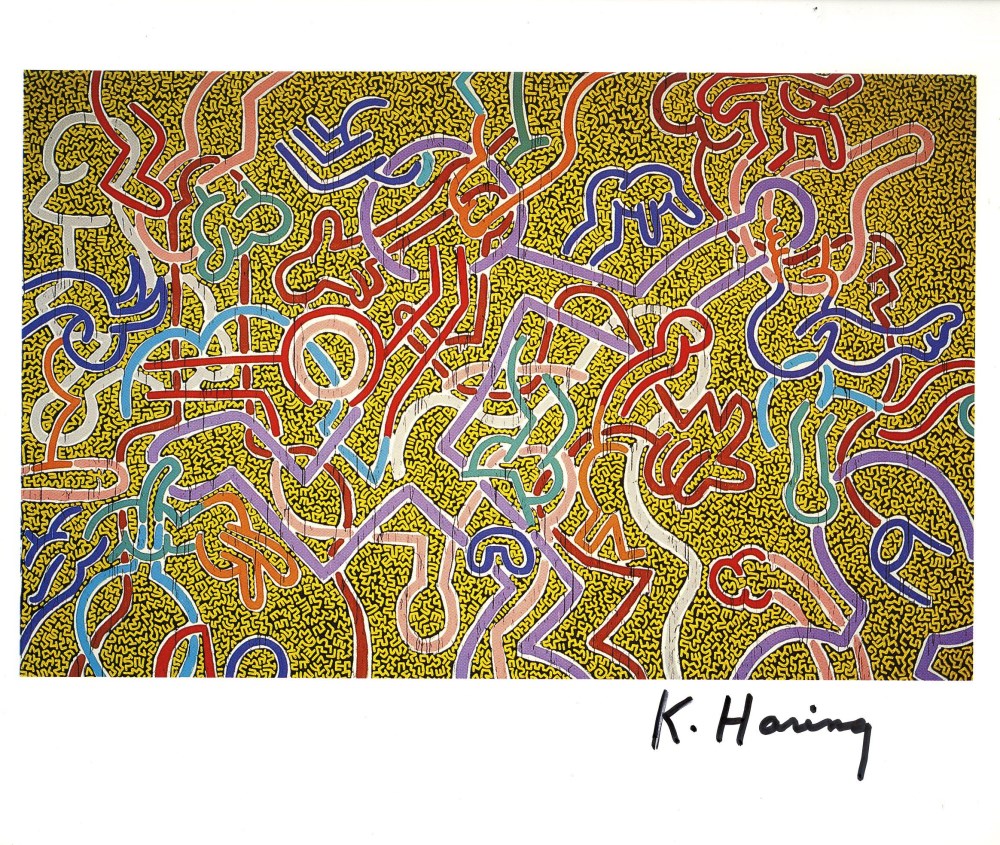 Lot #3282: KEITH HARING - Yellow Forms - Color offset lithograph