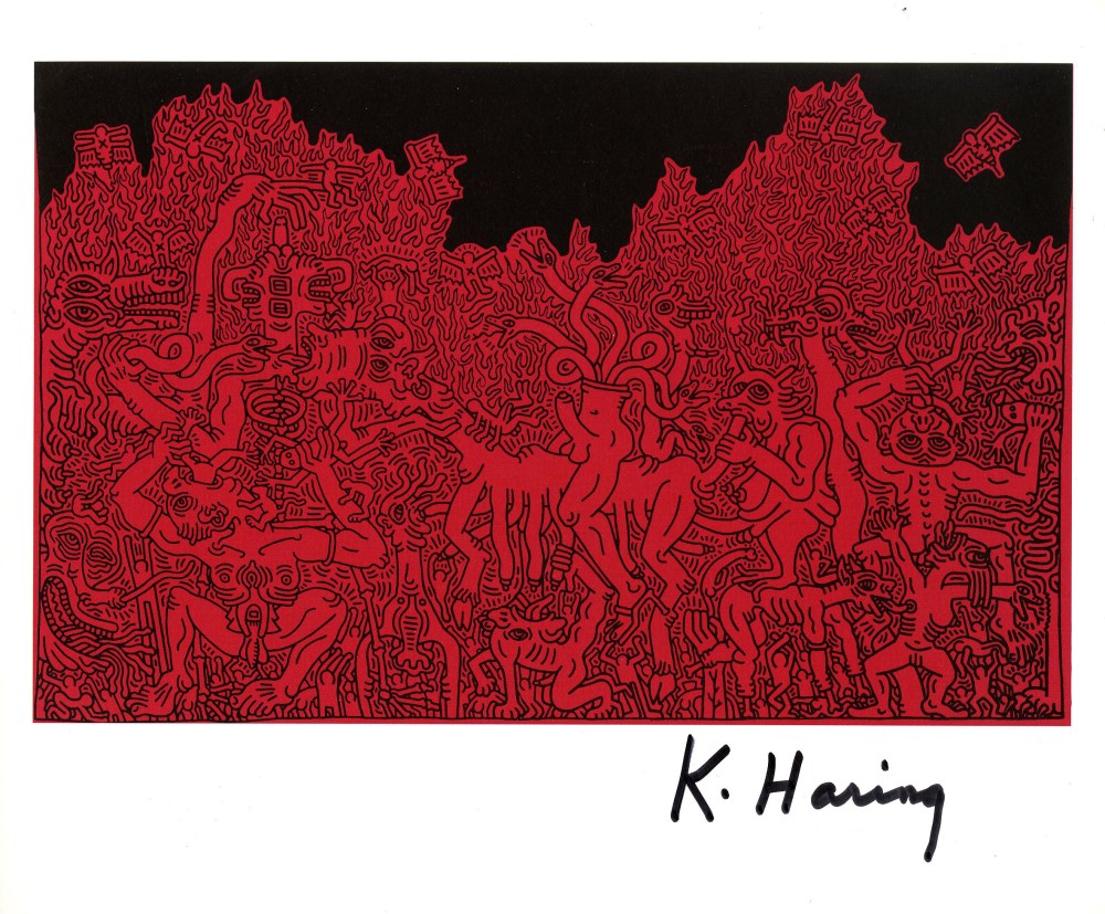 Lot #1570: KEITH HARING - Black and Red - Color offset lithograph