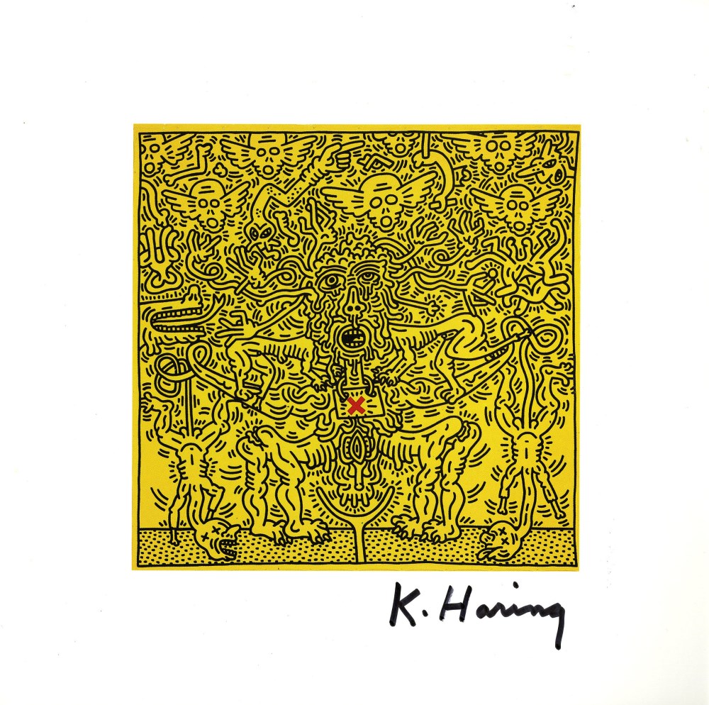 Lot #1308: KEITH HARING - Red X - Color offset lithograph