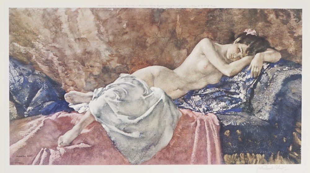 Lot #2629: WILLIAM RUSSELL FLINT - Reclining Nude II - Original color collotype