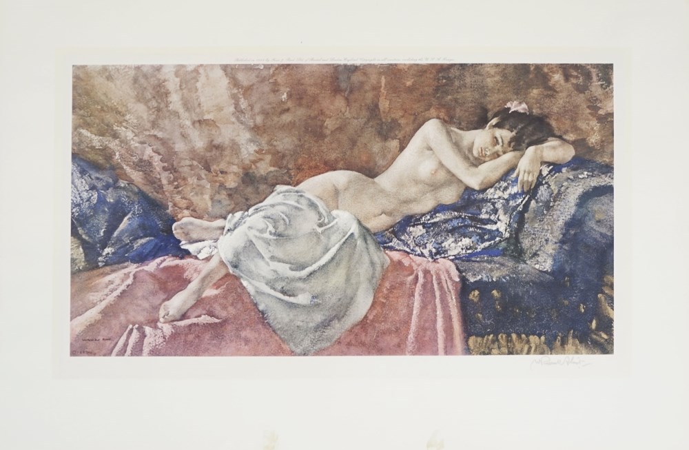 Lot #2629: WILLIAM RUSSELL FLINT - Reclining Nude II - Original color collotype