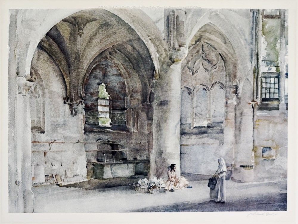 Lot #628: WILLIAM RUSSELL FLINT - The Little Flower Girl, Senlis - Original color collotype