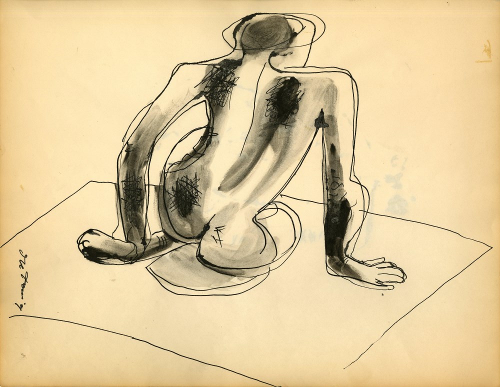 Lot #1210: WILLEM DE KOONING - Nude Composition - Ink and wash drawing on paper