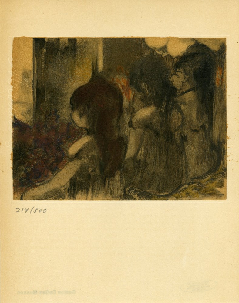 Lot #78: EDGAR DEGAS - Trois filles assises de dos - Original color gravure with pochoir, after the monotype