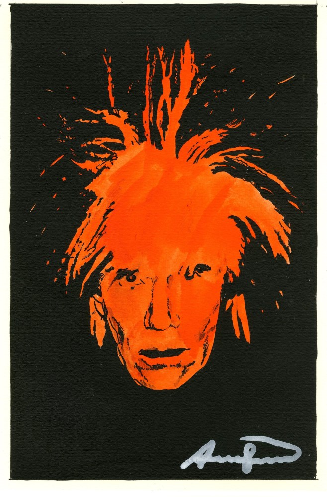 Lot #1334: ANDY WARHOL - Self-Portrait (Fright Wig) - Acrylic and ink on paper