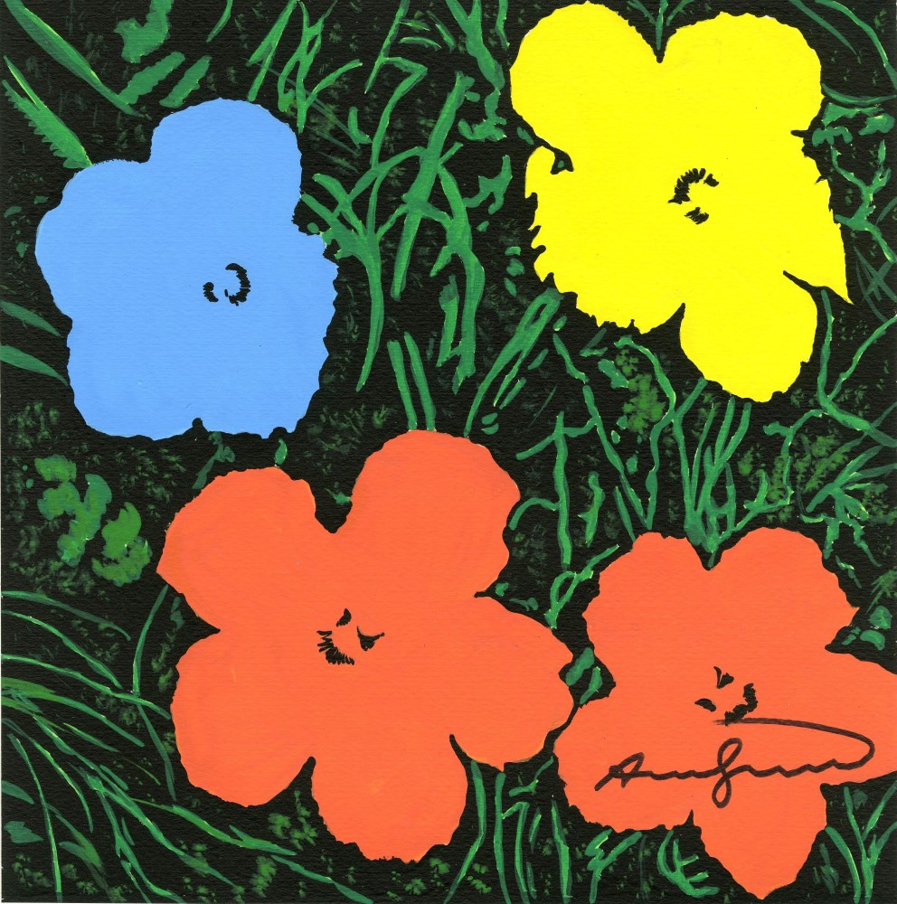 Lot #978: ANDY WARHOL - Flowers - Acrylic, ink, & watercolor on paper
