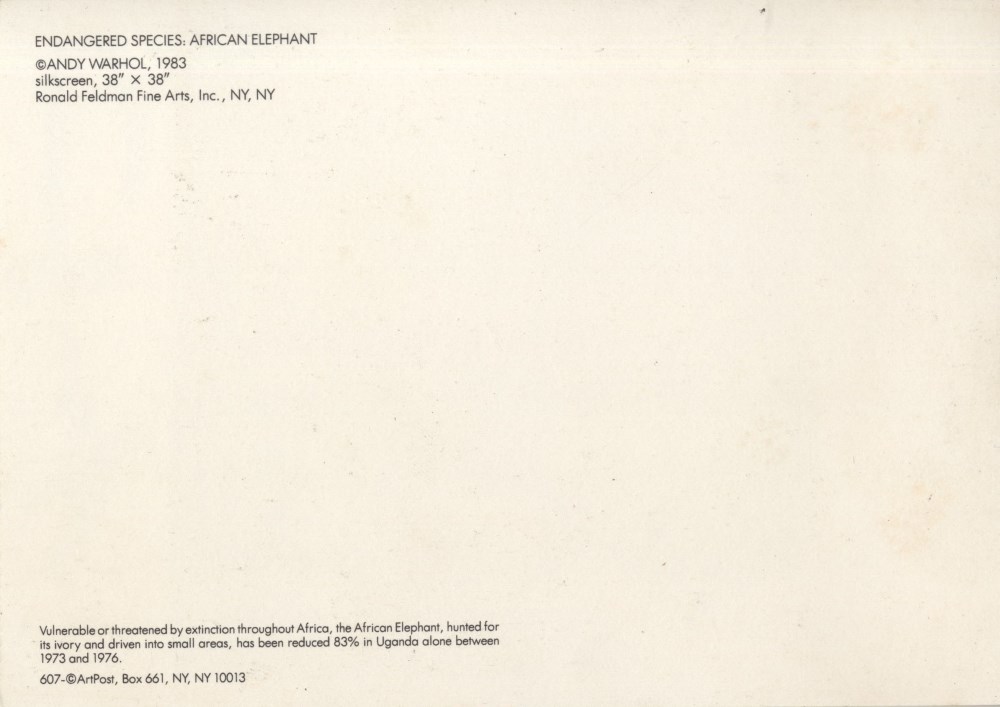 Lot #15: ANDY WARHOL - African Elephant - Color offset lithograph