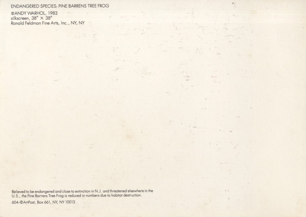 Lot #2718: ANDY WARHOL - Pine Barrens Tree Frog - Color offset lithograph