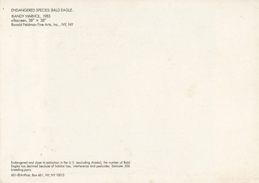 Lot #34: ANDY WARHOL - Bald Eagle - Color offset lithograph