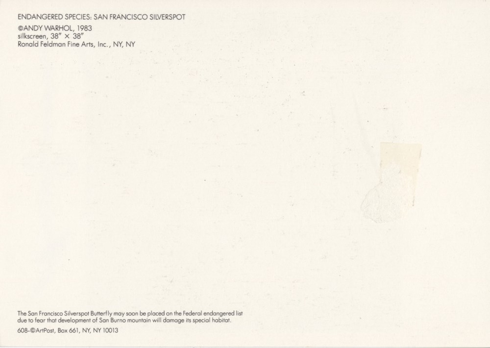 Lot #2876: ANDY WARHOL - San Francisco Silverspot - Color offset lithograph