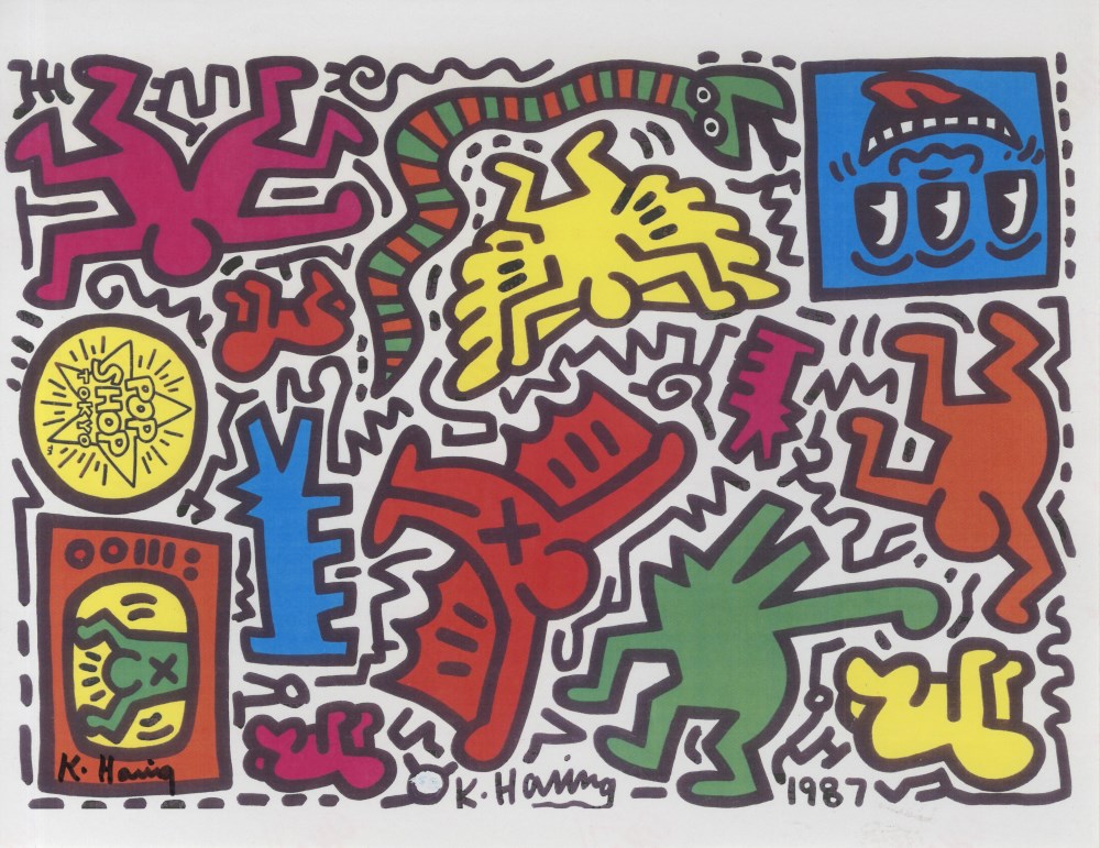 Lot #2745: KEITH HARING - Pop Shop Tokyo Sticker Sheet - Color offset lithograph
