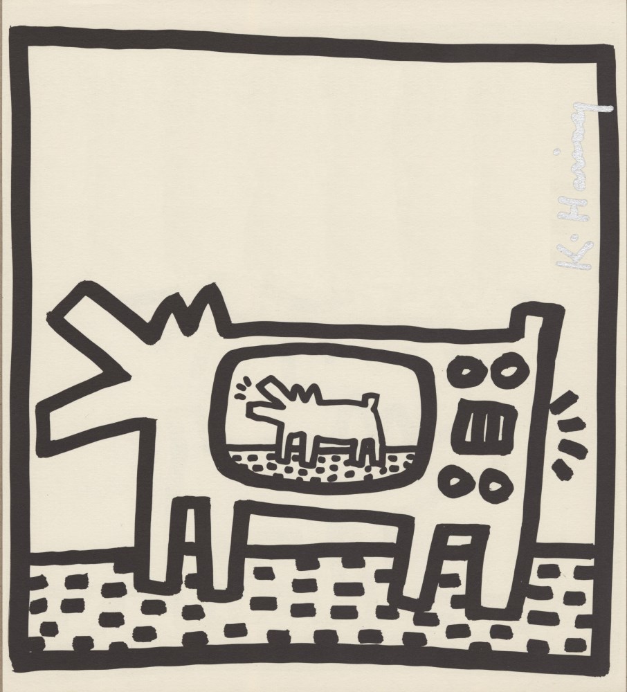 Lot #39: KEITH HARING - Barking TV Dog - Original vintage lithograph
