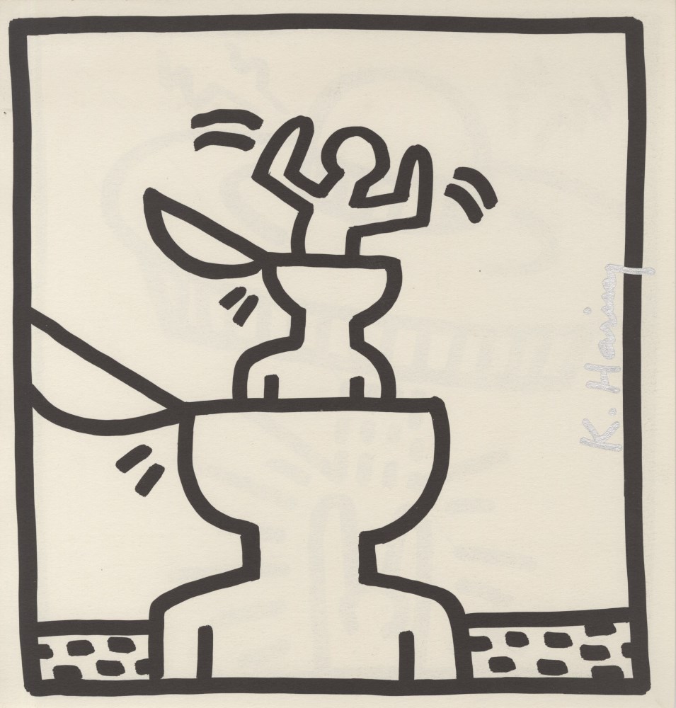 Lot #1649: KEITH HARING - Cup Heads - Original vintage lithograph