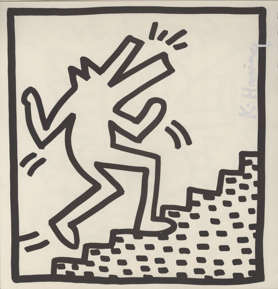 Lot #36: KEITH HARING - Barking Dog on Stairs - Original vintage lithograph