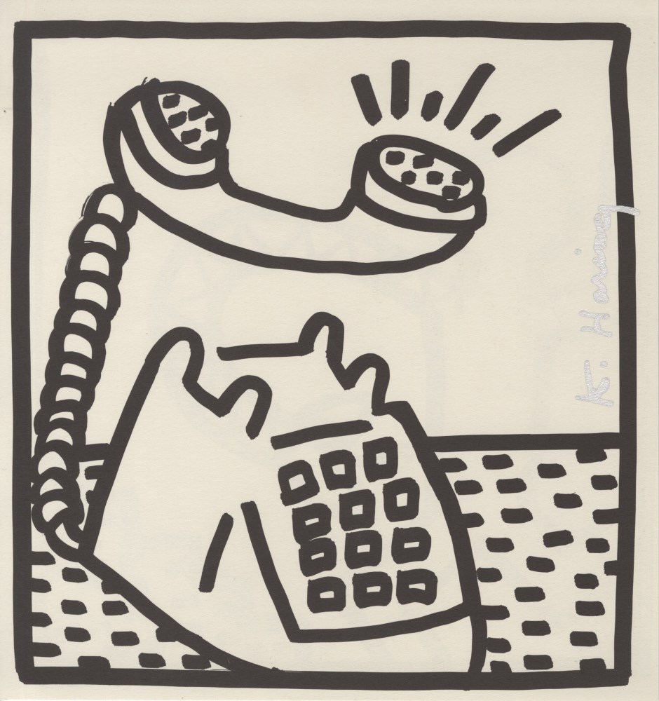 Lot #2034: KEITH HARING - Ringing Telephone - Original vintage lithograph