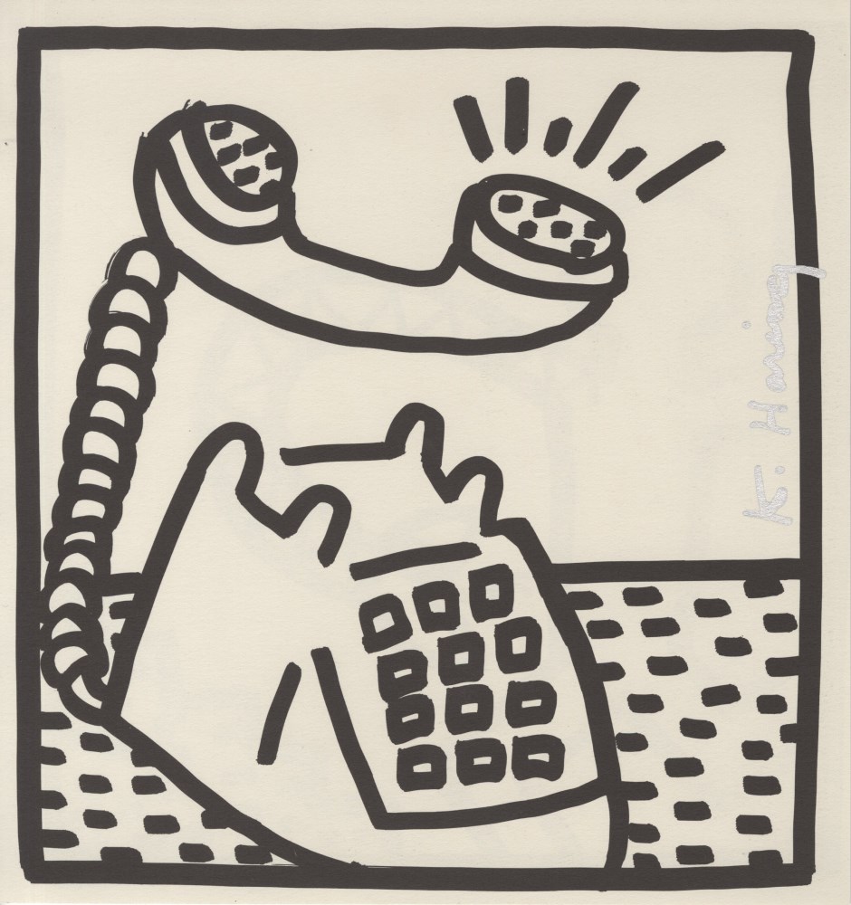 Lot #520: KEITH HARING - Ringing Telephone - Original vintage lithograph
