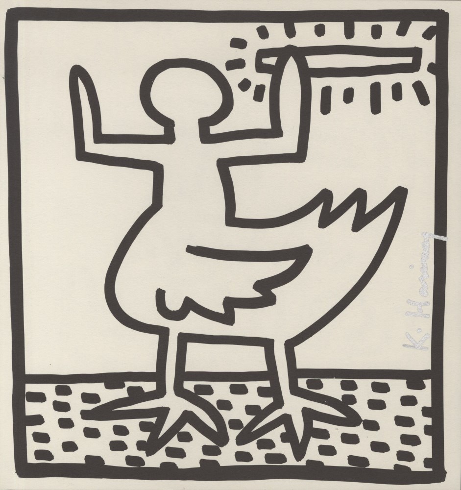 Lot #58: KEITH HARING - Bird Man - Original vintage lithograph