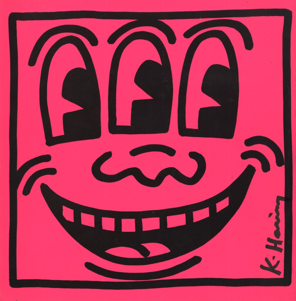 Lot #99: KEITH HARING - Three-Eyed Smiley Face - Color offset lithograph