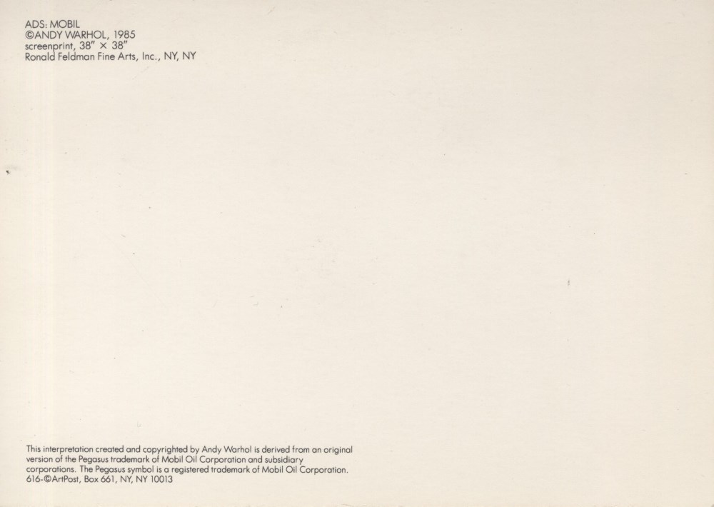 Lot #361: ANDY WARHOL - Mobil - Color offset lithograph