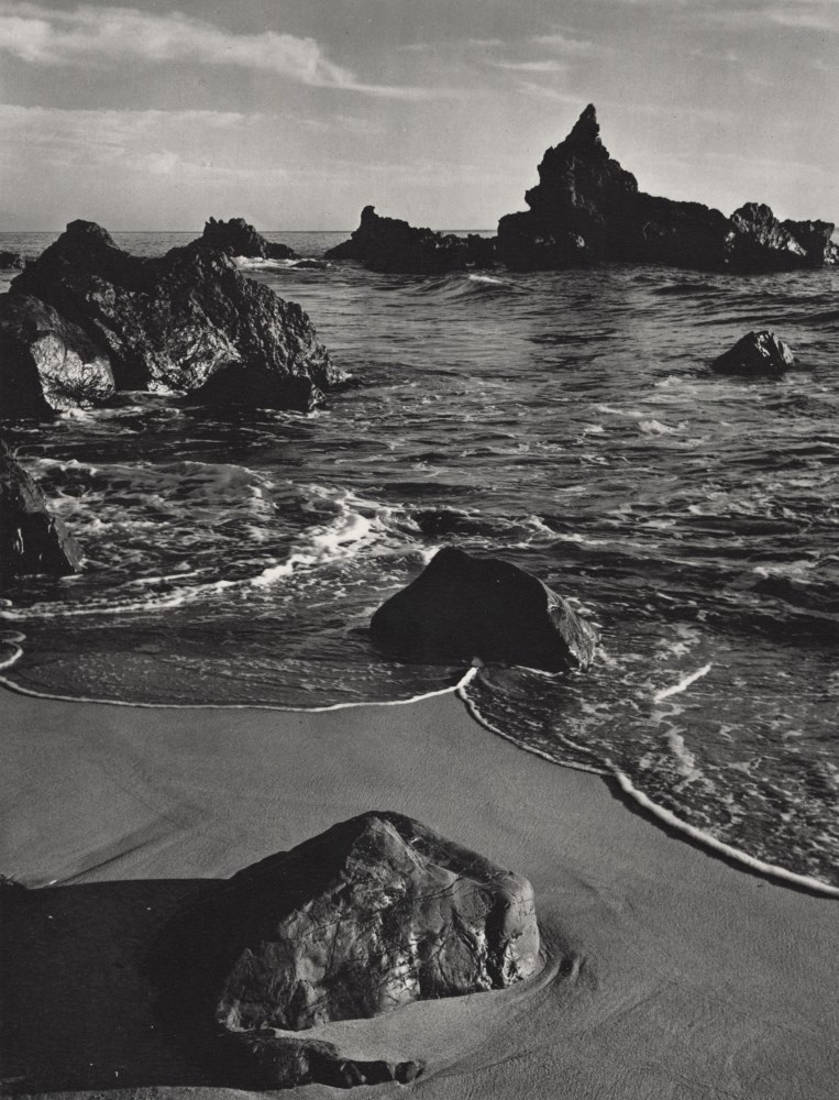 Lot #1306: ANSEL ADAMS - Rock and Surf, Monterey Coast, California - Original photogravure