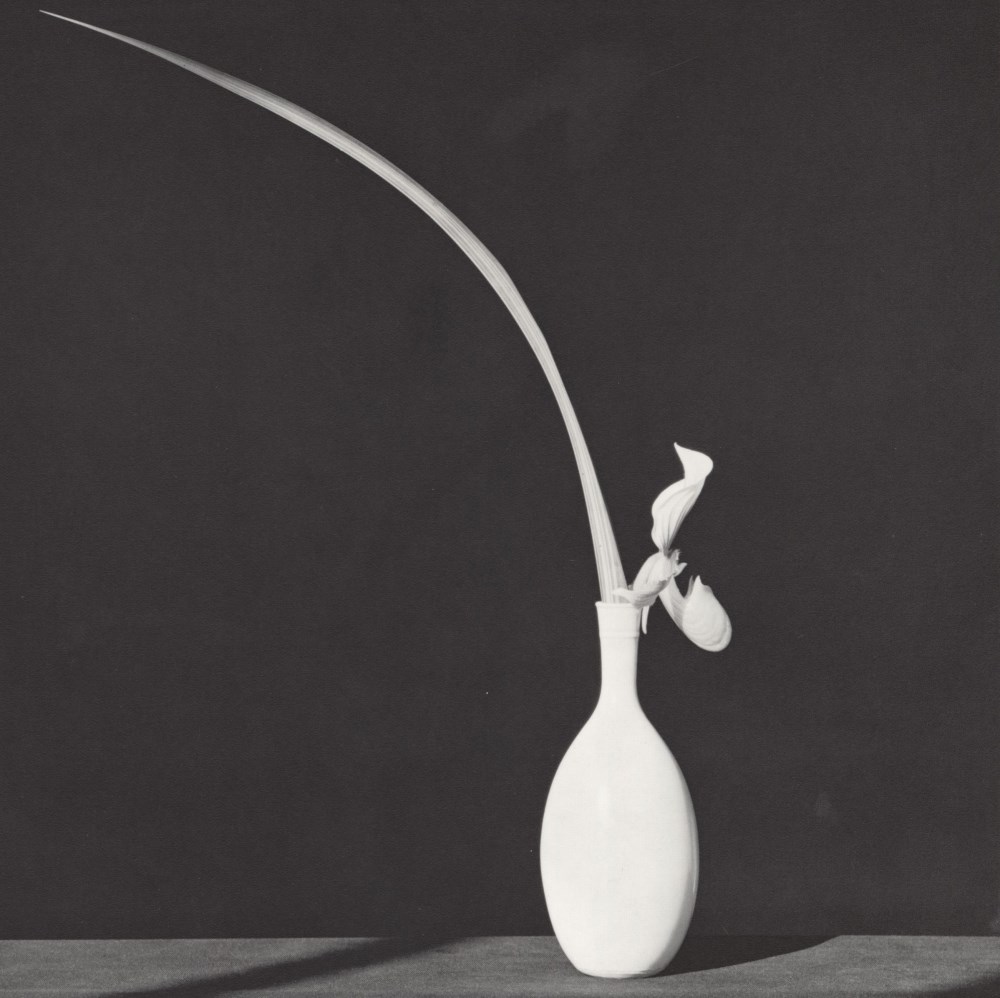 Lot #1233: ROBERT MAPPLETHORPE - Orchid and Leaf in White Vase - Original vintage photogravure
