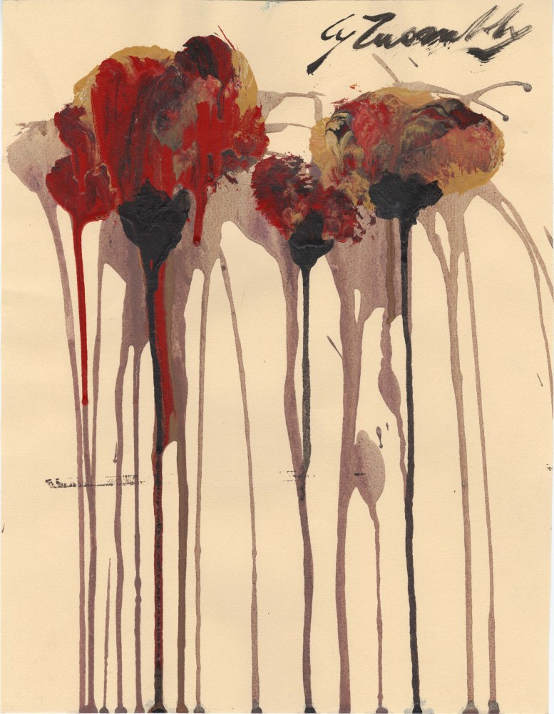 Lot #2684: CY TWOMBLY - Untitled Study (#3) - Oil and acrylic on paper