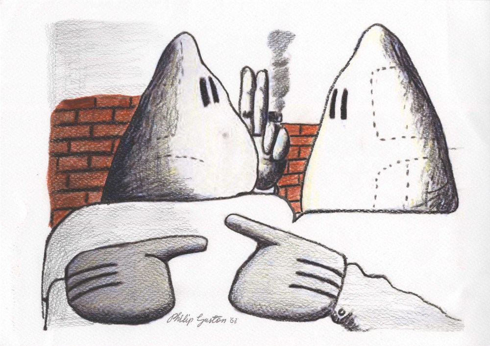Lot #1465: PHILIP GUSTON - Untitled #2 - Colored pencils and pencil drawing on paper