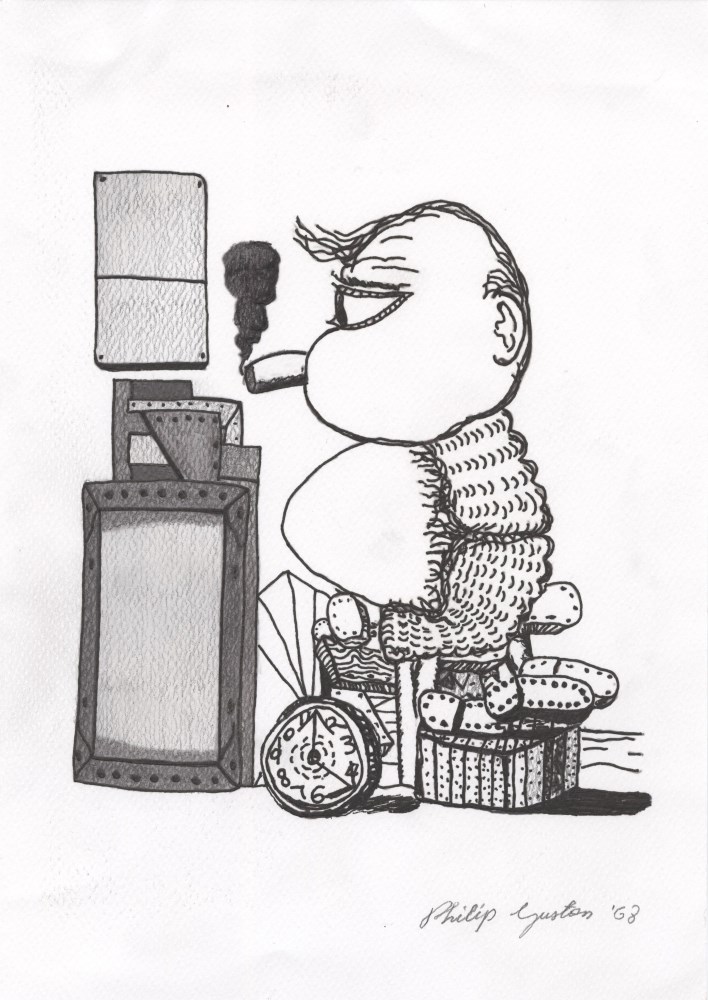 Lot #688: PHILIP GUSTON - Untitled #3 - Ink and pencil drawing on paper