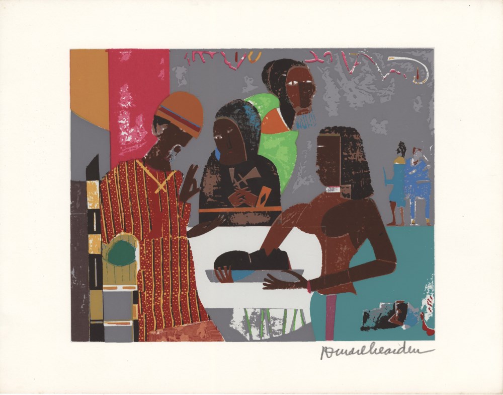 Lot #572: ROMARE BEARDEN - Salome with the Head of John the Baptist - Original color silkscreen