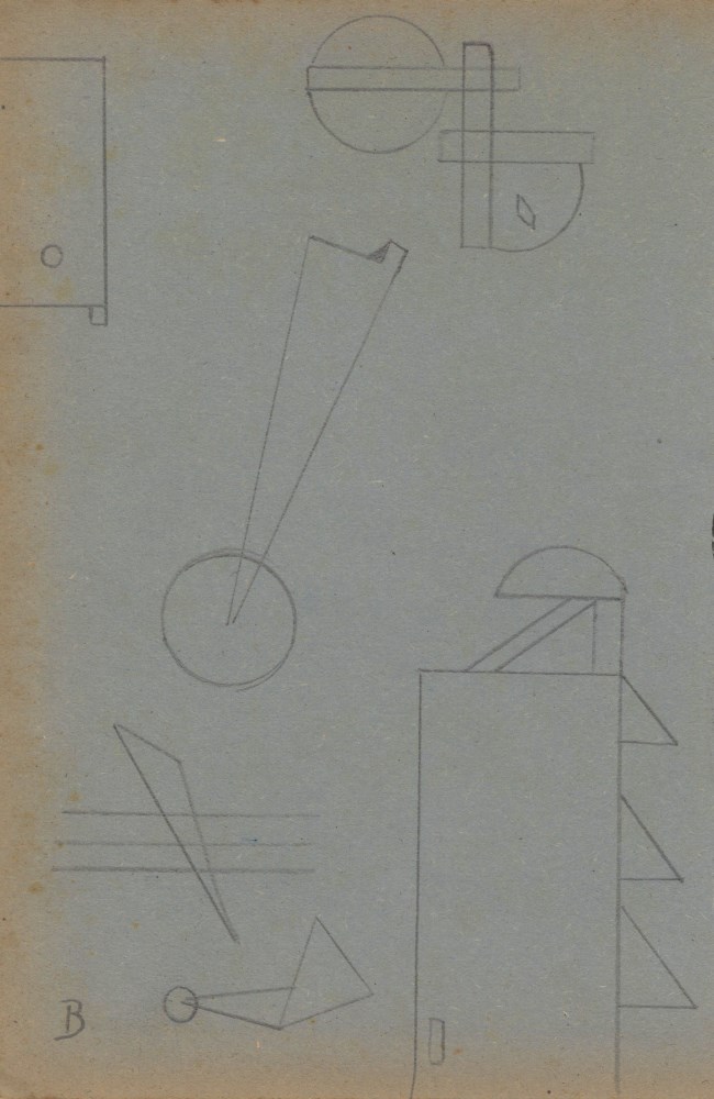 Lot #1200: RUDOLF BAUER - Non-objective Solitary Confinement Prison Drawing [No.13] - Pencil drawing on paper