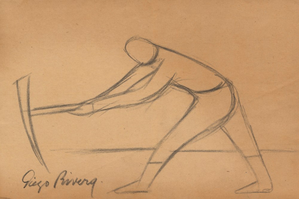 Lot #1028: DIEGO RIVERA - Hacedor de Caminos - Pencil drawing on paper