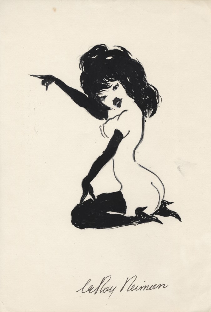 Lot #2153: LEROY NEIMAN - The Femlin - Ink with watercolor drawing on paper