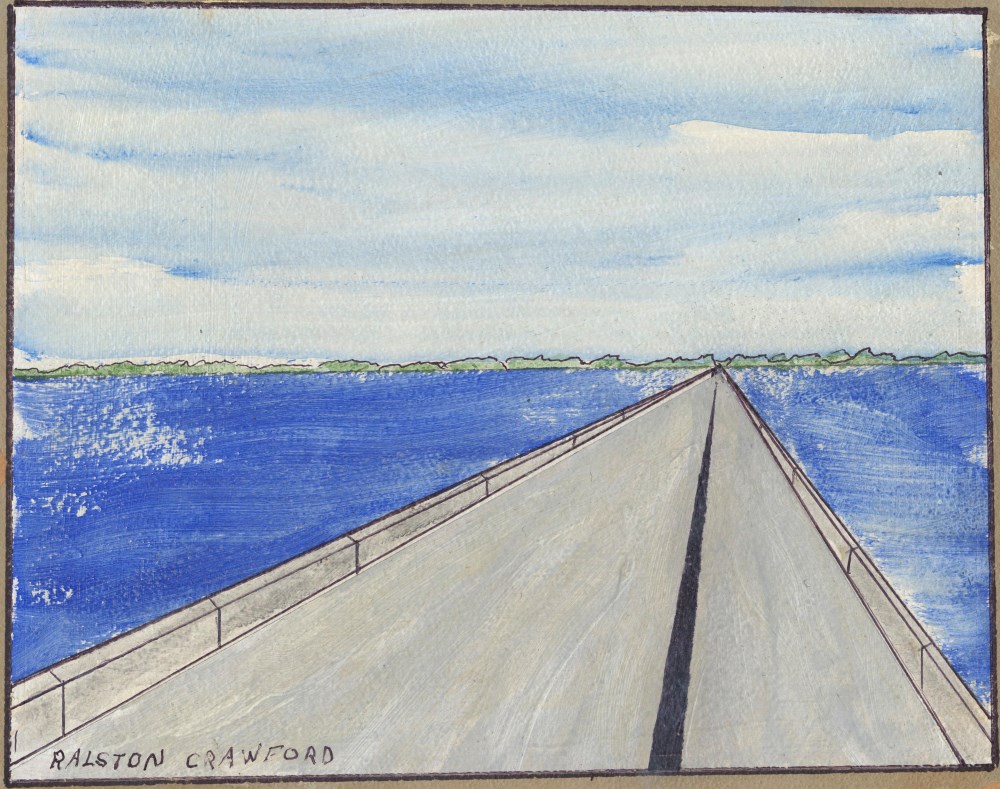 Lot #607: RALSTON CRAWFORD - St. Petersburg to Tampa - Watercolor, ink, and pencil on paper