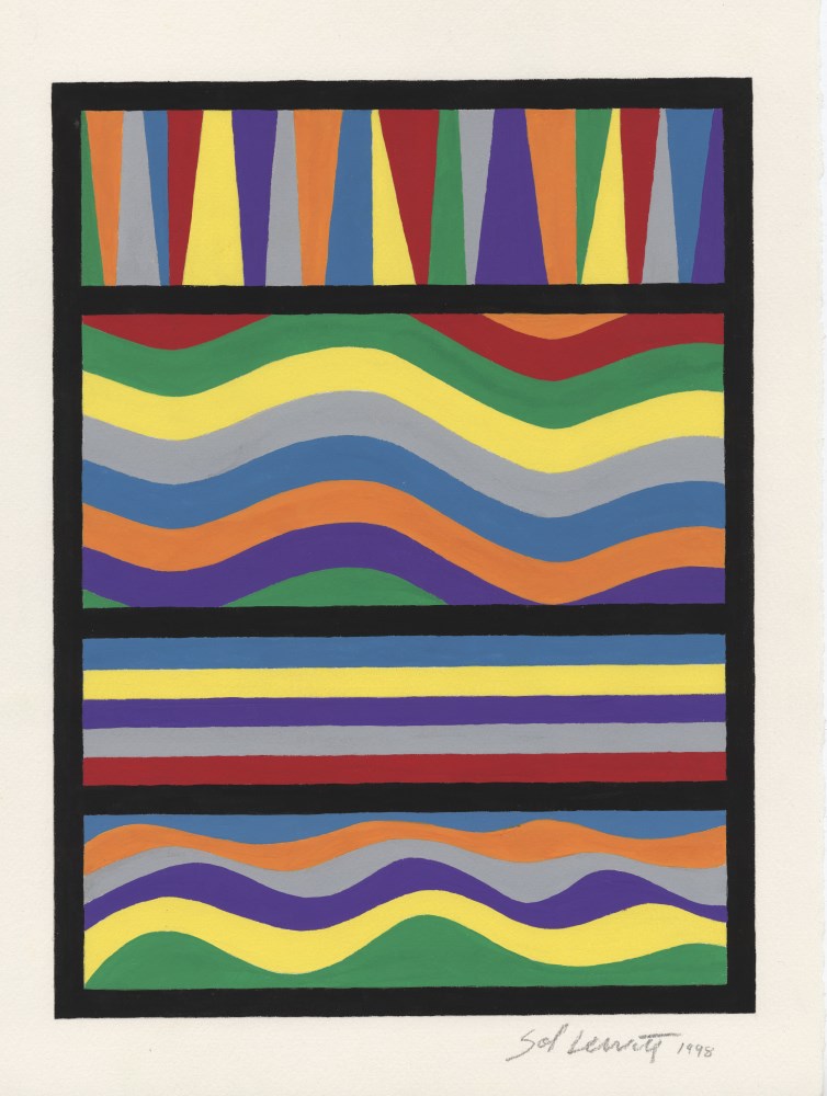Lot #1489: SOL LEWITT - Wavy Horizontal Brushstrokes - Gouache on paper