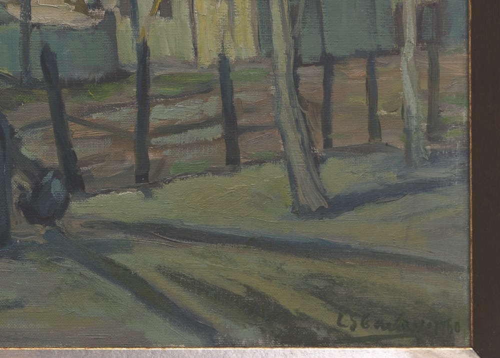 Lot #140: L. S. LOWRY [impute] - Crossing Gate near Pendlebury Station - Oil on canvasboard