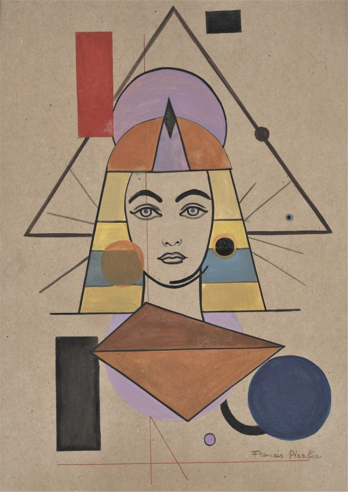 Lot #1088: FRANCIS PICABIA - L'Égyptien - Gouache, watercolor, and ink on board