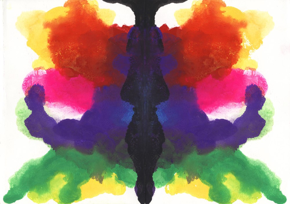 Lot #1464: SIGMAR POLKE - Untitled Rorschach Blot - Gouache and watercolor on paper