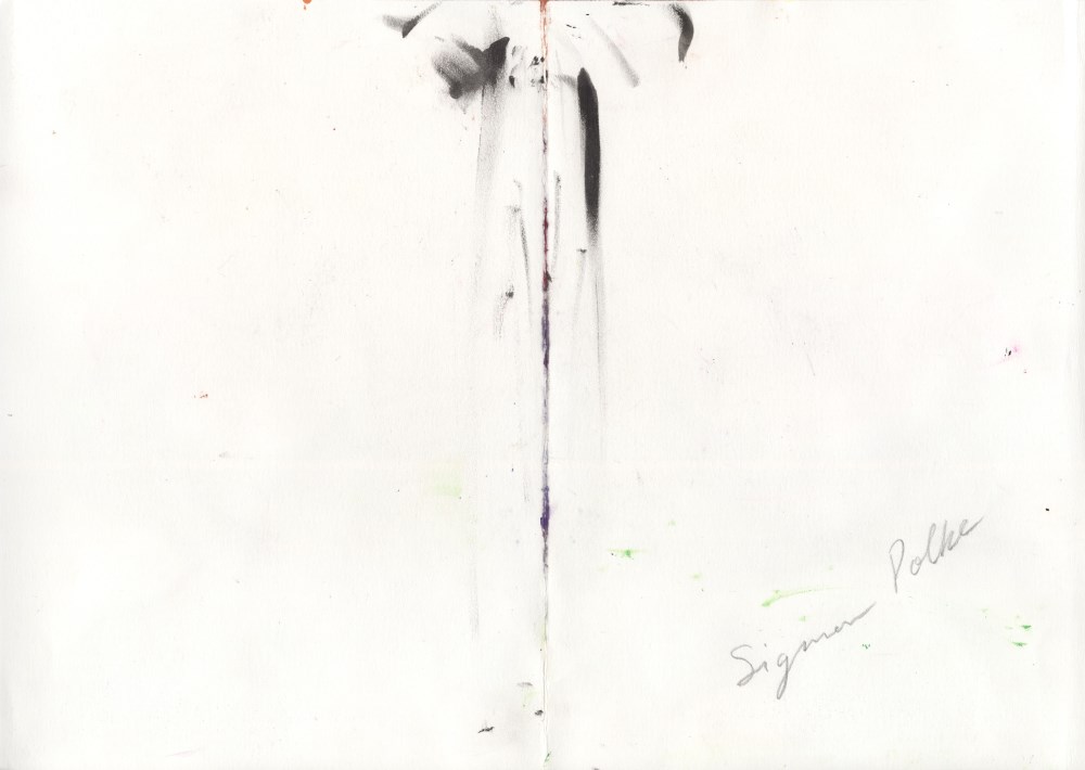 Lot #700: SIGMAR POLKE - Untitled Rorschach Blot - Gouache and watercolor on paper