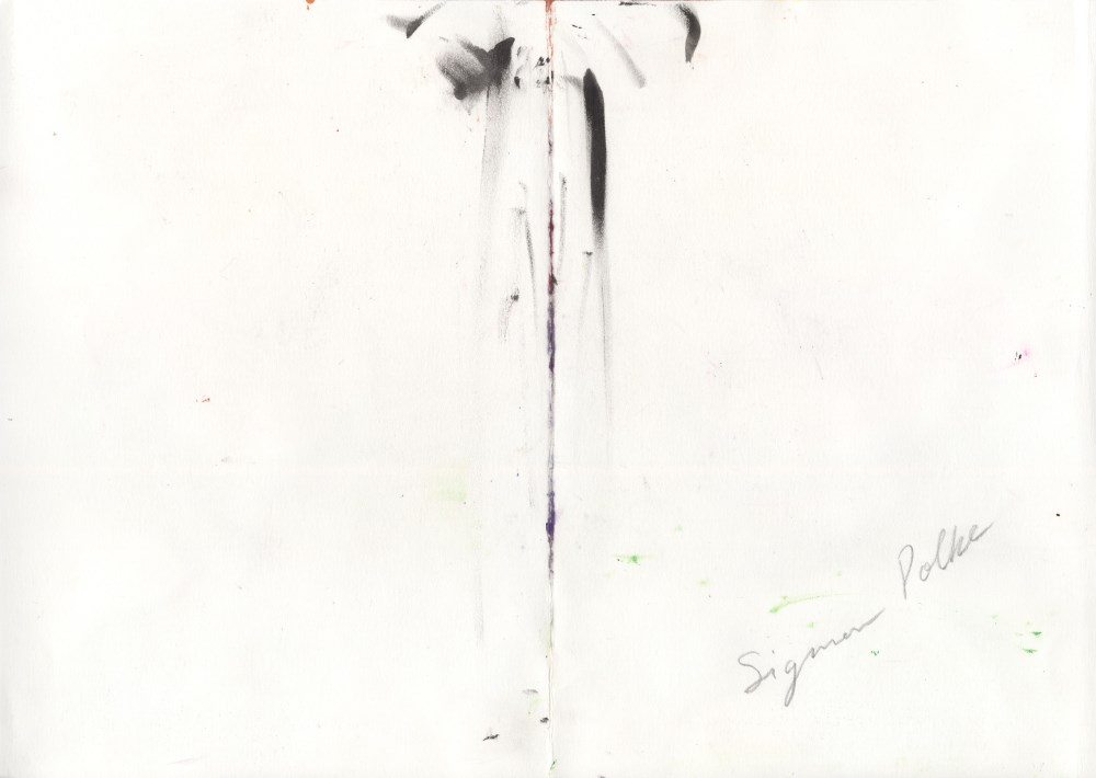 Lot #1464: SIGMAR POLKE - Untitled Rorschach Blot - Gouache and watercolor on paper