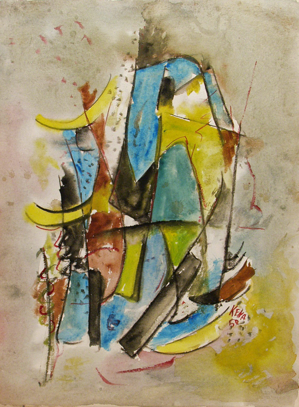 Lot #698: JALED MUYAES - Ventanas - Gouache and watercolor on paper
