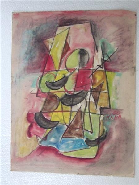 Lot #1515: JALED MUYAES - Abstracion Trapecio - Gouache and watercolor on paper