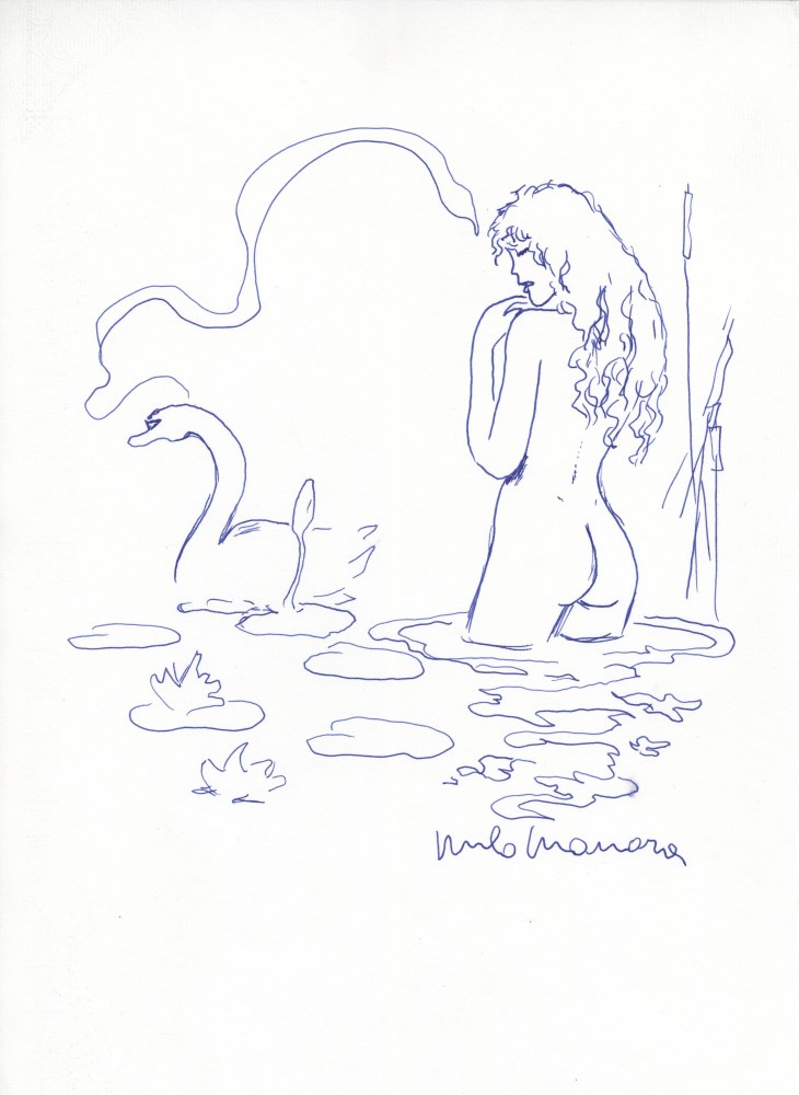 Lot #1417: MILO MANARA - The Swans - Ink on paper