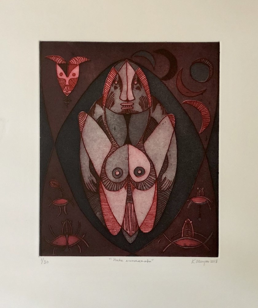 Lot #1201: KARIMA MUYAES - Noche Enmascarada - Color etching and aquatint