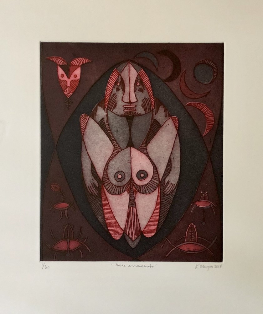 Lot #1195: KARIMA MUYAES - Noche Enmascarada - Color etching and aquatint