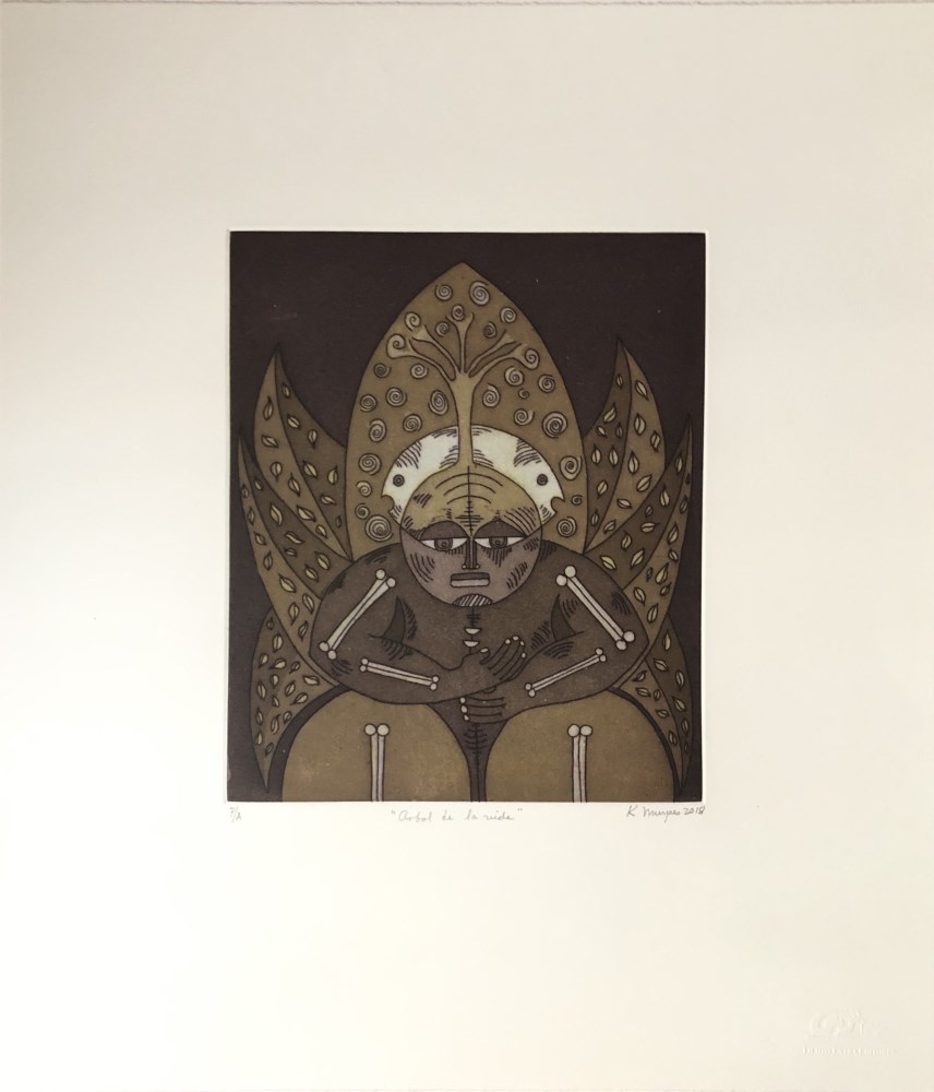 Lot #1717: KARIMA MUYAES - Arbol de la Vida - Color etching and aquatint