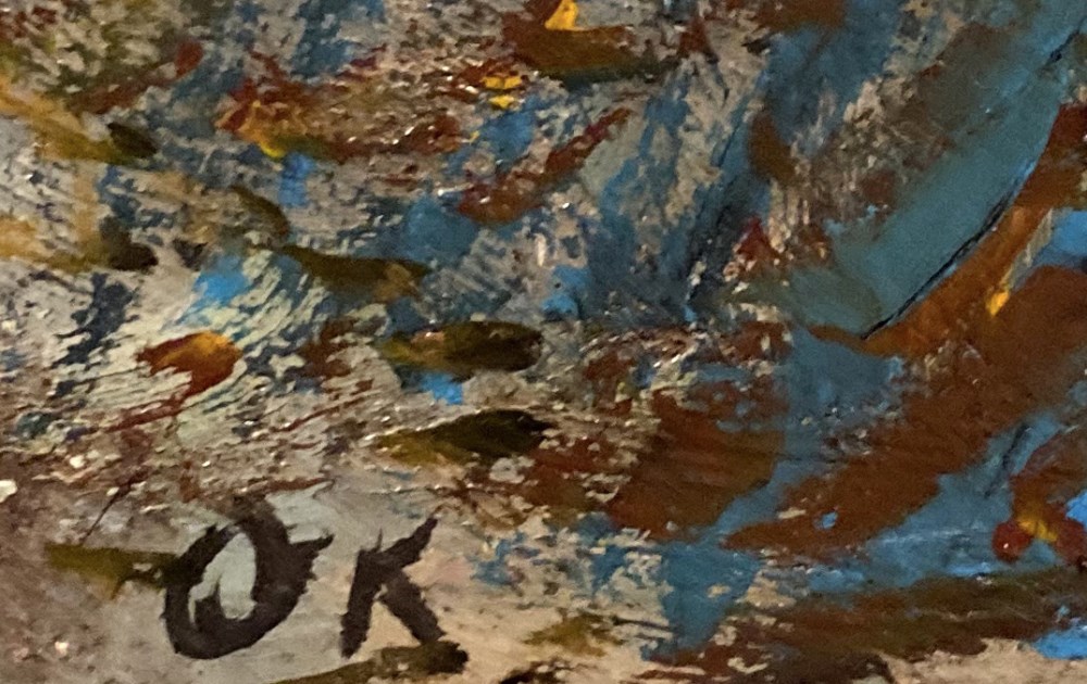 Lot #71: OSKAR KOKOSCHKA - Boote, Brucke, und Wolken - Oil on canvas